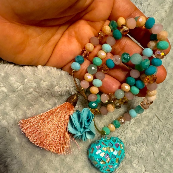 New handmade beaded bracelet set stackable stretch - Picture 3 of 3